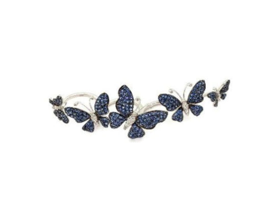 White Gold with White Diamond & Blue Sapphire Multi Fingers Ring from Butterflies Collection
