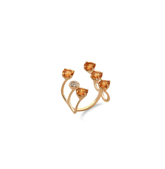 Yellow Gold White Diamond Citrine Ring From Aurore Collection