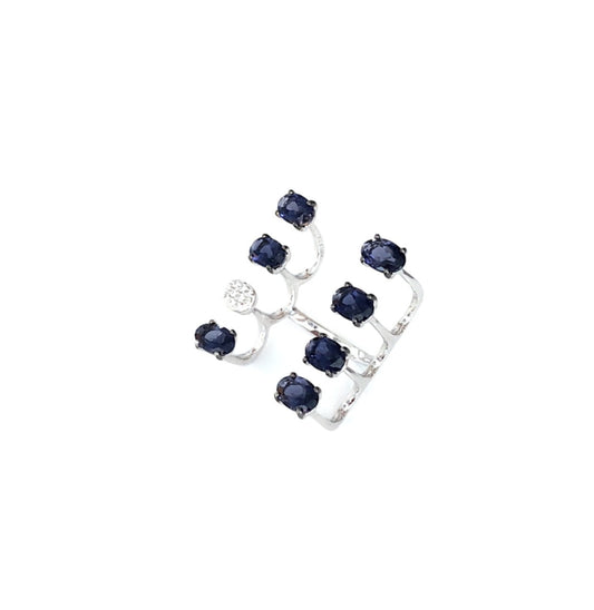 White Gold with white Diamond & Iolite Ring from Aurore Collection