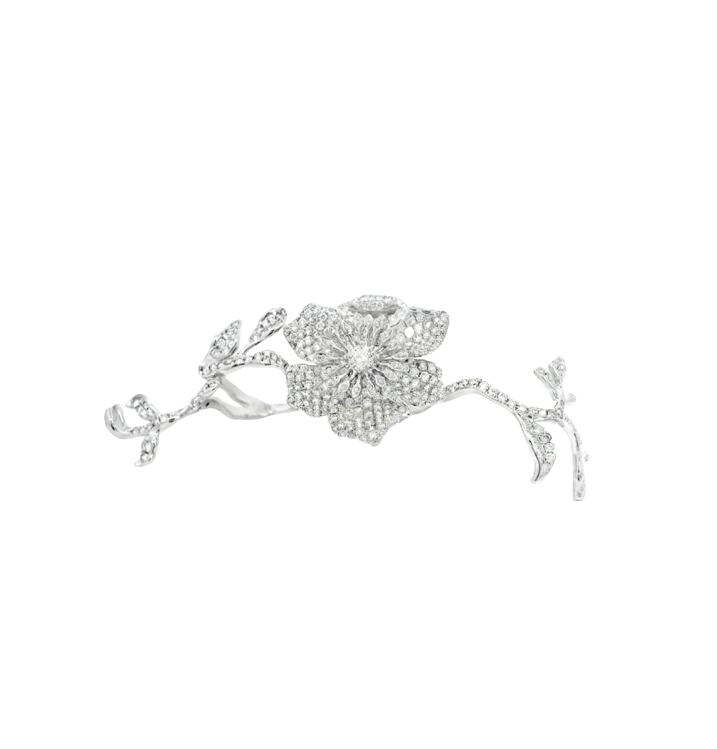 White Gold with White Diamond Multi Fingers Ring from Flowers Collection