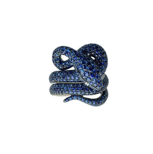 White Gold Blue Sapphire Ring From Snake Collection