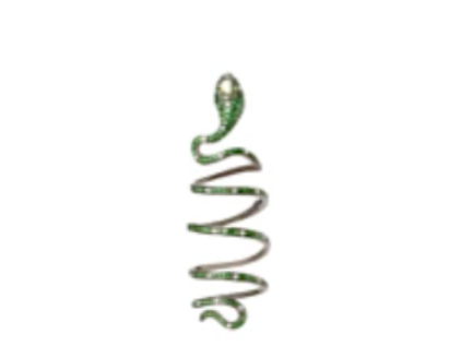 White Gold with White Diamond, Light Green Sapphire and Green Garnet Ring from Snake Collection