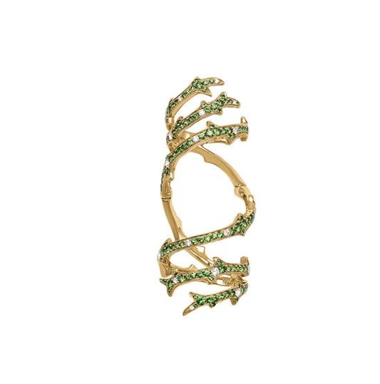 Yellow Gold with Green Garnet and White Diamond Ring from Festival Collection