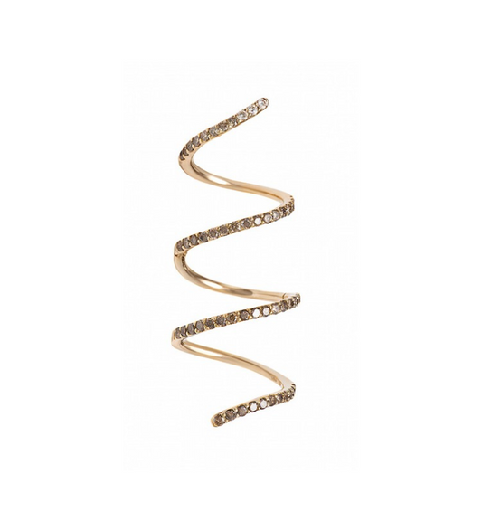 Yellow Gold with White and Brown Diamond Ring from Snake Collection