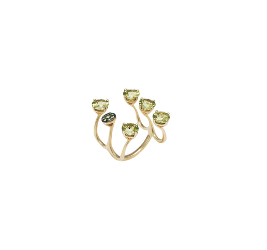 Yellow Gold Peridot Green Garnet Ring From Aurore Collection