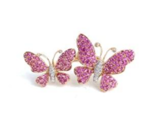 Rose Gold with White Diamond and Pink Sapphire Ring from Butterflies Collection