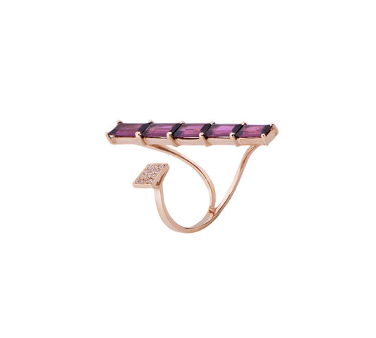 Rose Gold with White Diamond & Rhodolite Garnet Ring from Terri Collection