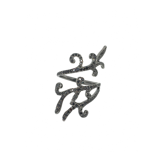 White Gold Black Diamond Ring From Tattoo Collection