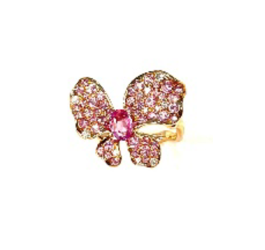 Rose Gold with White Diamond and Pink Sapphire Ring
