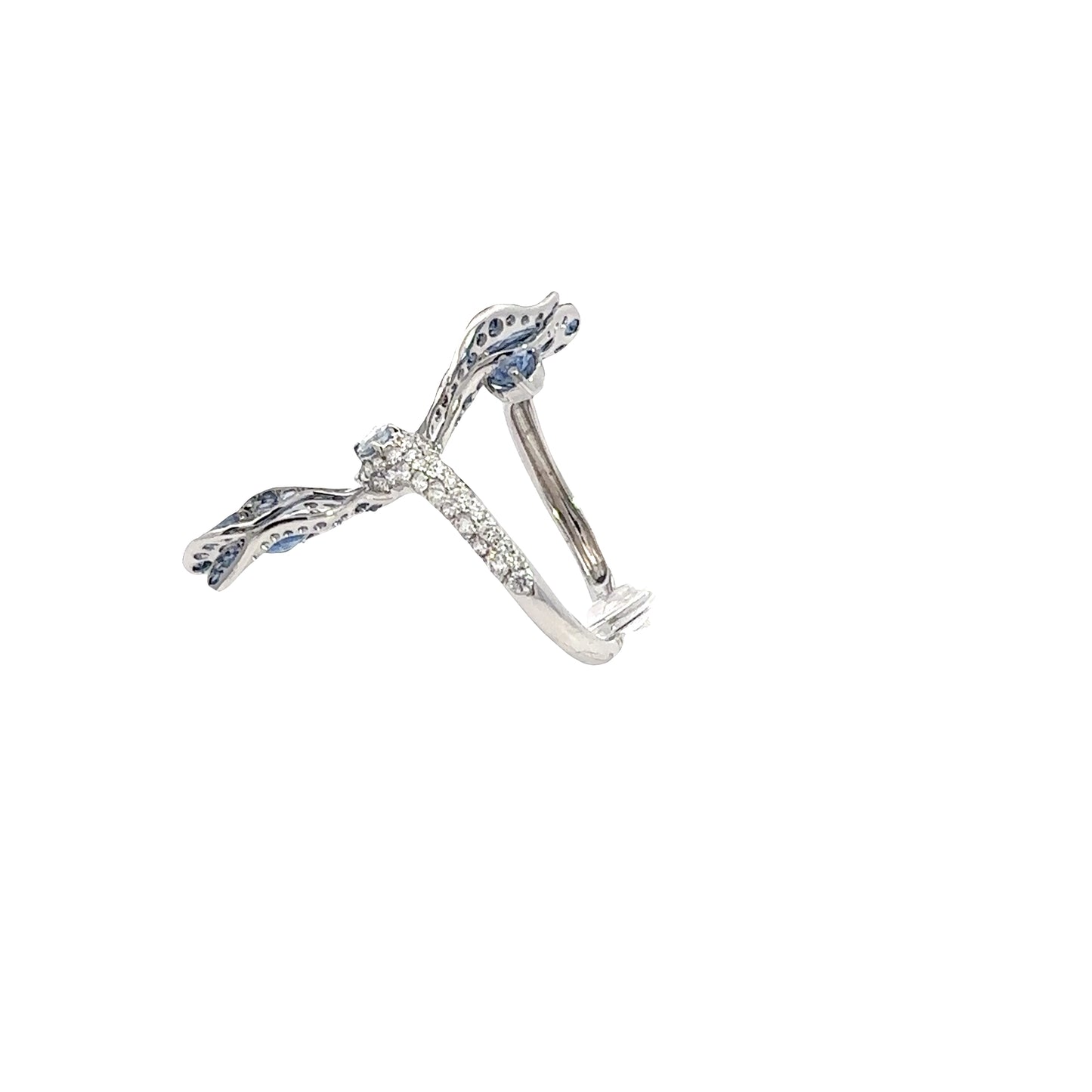 White Gold with White Diamonds & Blue Sapphire Ring from Dragonfly Collection