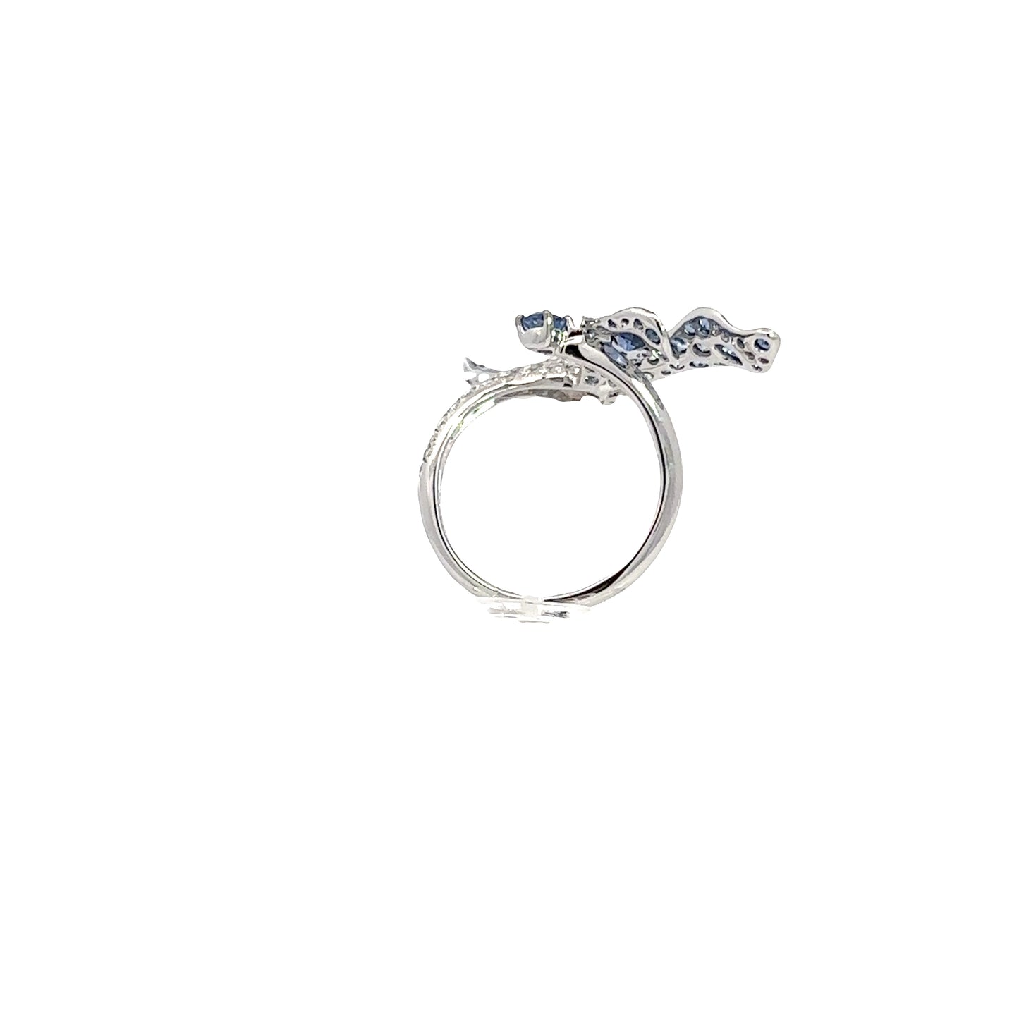 White Gold with White Diamonds & Blue Sapphire Ring from Dragonfly Collection
