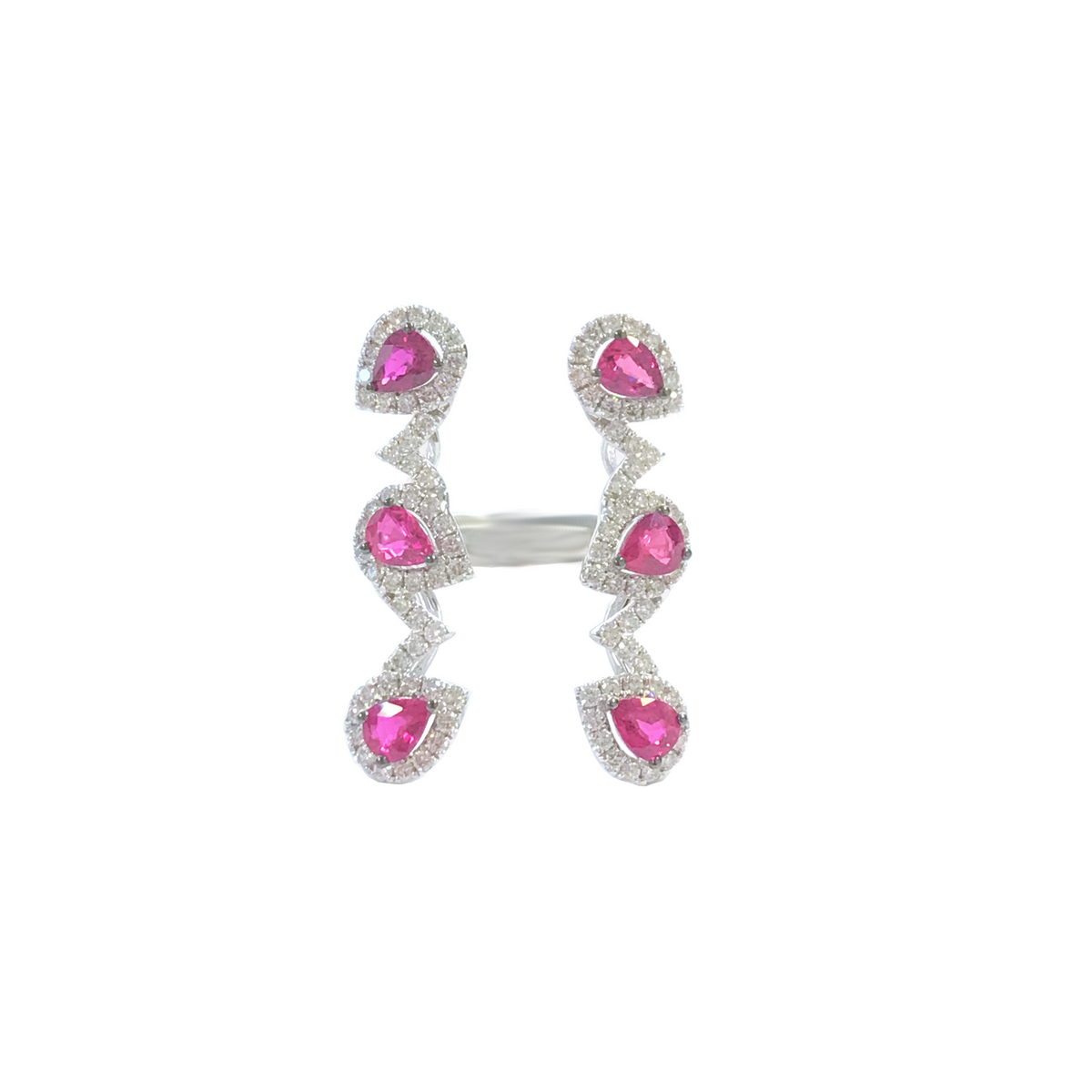White Gold with White Diamond & Ruby Ring from Terri Collection