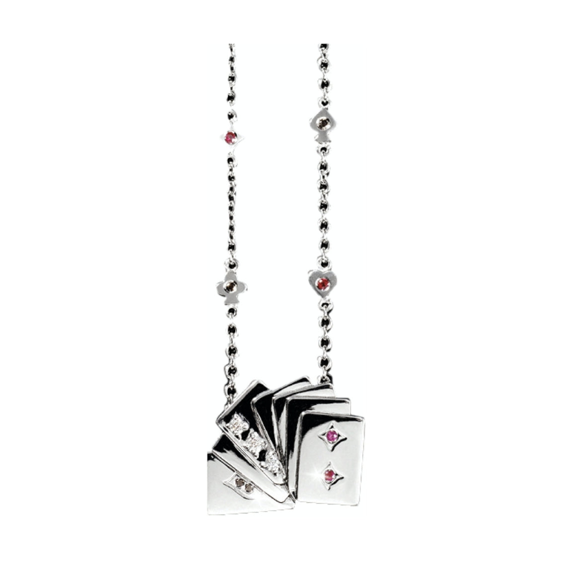 White Gold with White & Black Diamond & Ruby Necklace from Las Vegas Collection