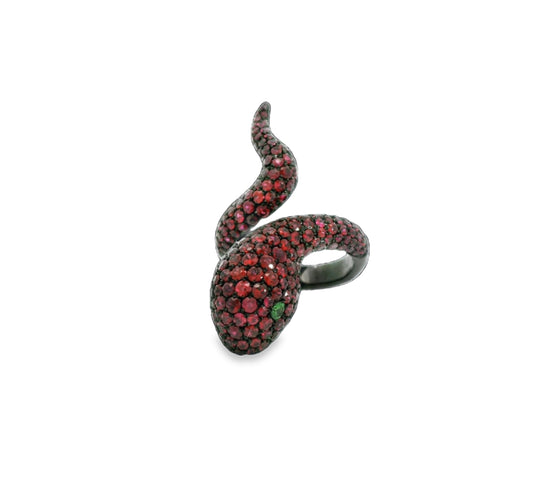 Platinum & White Gold with Ruby & Tsavorite Ring from Snake Collection