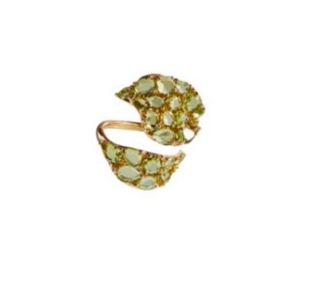 Yellow Gold with Peridot & White Diamond Ring from Petal Collection