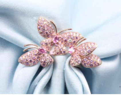 Rose Gold with White Diamond & Pink Sapphire Ring from Butterflies Collection