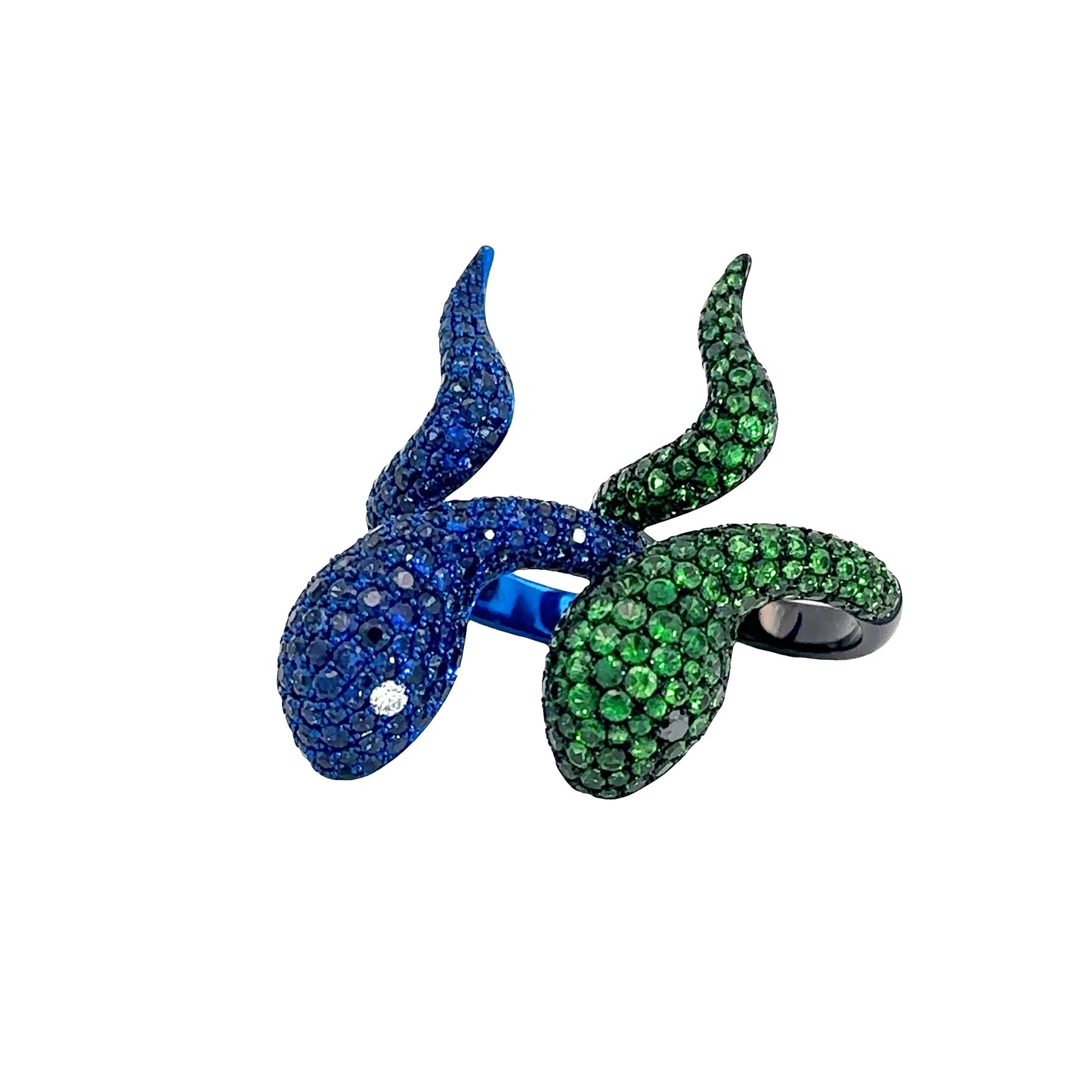 Platinum & White Gold with Tsavorite & Black Diamond