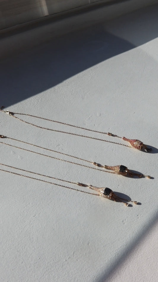 18K Rose GolD Brown and black Diamond Champagne Bottle Necklace